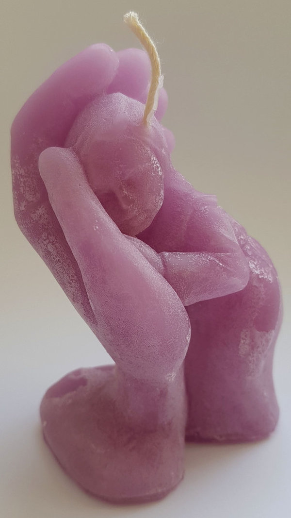 Figurenkerze Hand mit Kind, violett