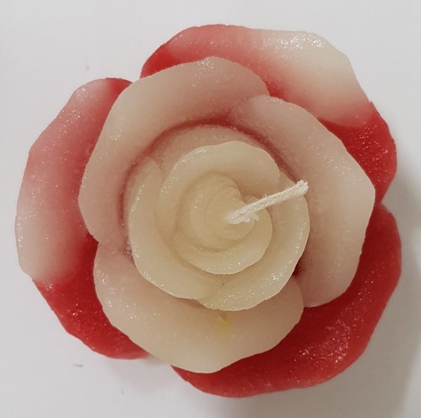 Rosenkerze rot/weiß (9cm)