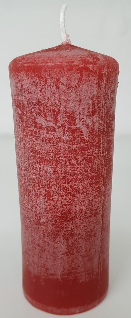 Stumpenkerze Recycling, rot (mittelgroß, 15cm)