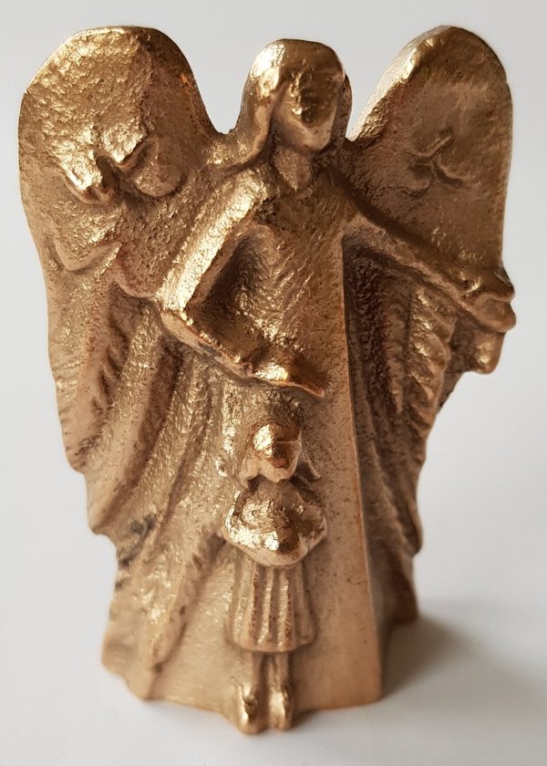 Bronzefigur Engel mit Kind - Sei behütet liebes Kind (für Mädchen)