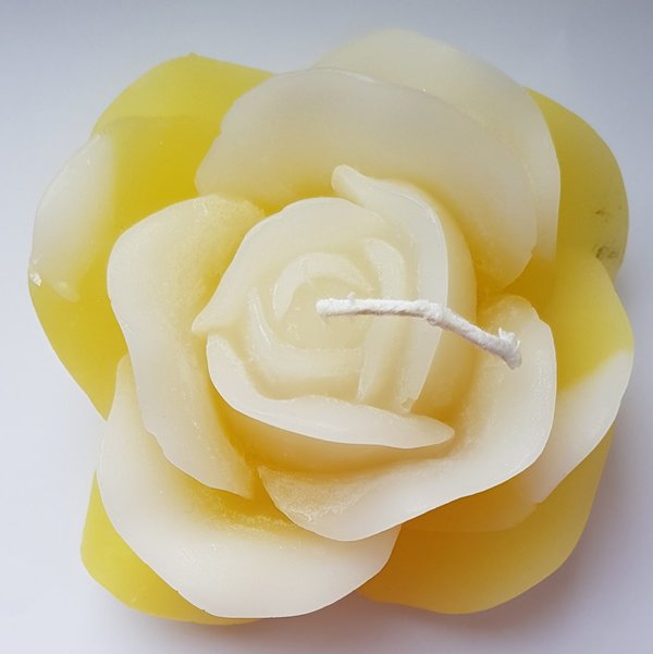 Rosenkerze gelb/weiß (11cm)