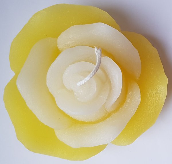 Rosenkerze gelb/weiß (9cm)